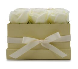 Soap Flower Gift Bouquet - 9 Cream Roses - Square