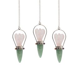 The Heart Oracle - Two Piece Angel Pendulum - Chakra Band - Rose Quartz & Green Aventurine
