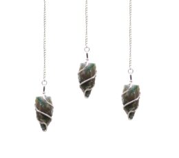 Raw Gemstone Pendulum - Moss Agate
