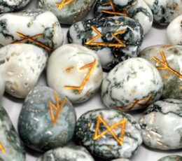 Runes Stone Set in Pouch - Tree Agate