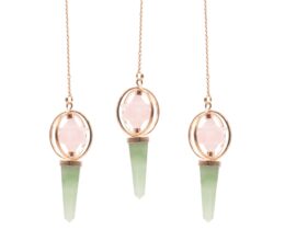 Heart Compass- Two Piece Spinning Merkaba Star in Copper Pendulum -  Rose Quartz & Green Aventurine