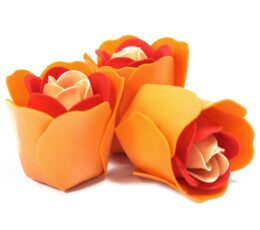 Set of 3 Soap Flower Heart Box - Peach Roses