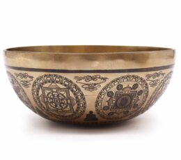 Tibetan Healing Engraved Bowl - 21cm - 7 Chakra & Flower of Life