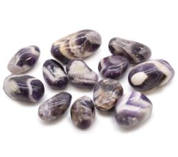 Bag of 12 Medium African Tumble Stones - Amethyst - Chevron