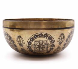 Tibetan Healing Engraved Bowl - 21cm - 5 Buddhas