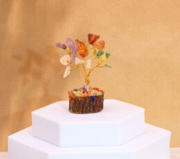 Mini Gemstone Trees On Wood Base - Multi Stones (15 stones)