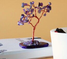 Gemstone Tree - Amethyst on Natural Agate Base (35 stones)