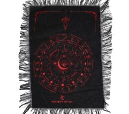 Ancient Witch Pendulum Divination Cloth - All Seeing Eye - Black & Blood Red