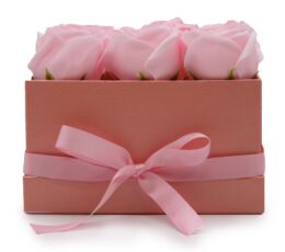 Soap Flower Gift Bouquet - 9 Pink Roses - Square