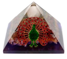 Lrg Organite Pyramid 70mm - Peacock（earth base)