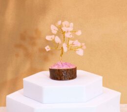Mini Gemstone Trees On Wood Base - Rose Quartz (15 stones)