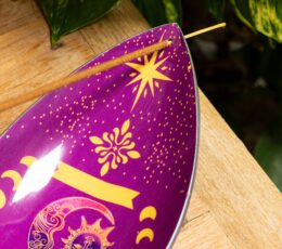Enamel Incense Bowl - Aluminum - Purple Sun & Moon Phases