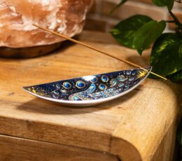 Enamel Incense Bowl - Aluminum - Blue Hamsa