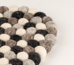 Felt Ball Oval Centre Mat - 38x18cm Multi Grey Colour