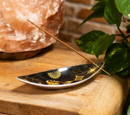 Enamel Incense Bowl - Aluminum - Gold & Black Buddha