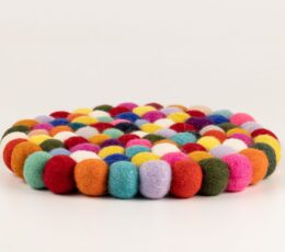 Felt Ball Round Placemat - 20cm Multi Colour