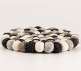 Felt Ball Round Placemat- 20cm Multi  Grey Colour