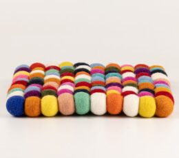 Felt Ball Square Placemat - 20cm Multi Colour