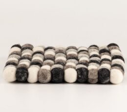 Felt Ball Square Placemat - 20cm Multi  Grey Colour