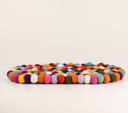 Felt Ball Oval Centre Mat - 38x18cm Multi Colour