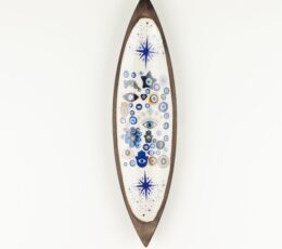 Enamel Incense Bowl - Mango Wood - Evil Eye